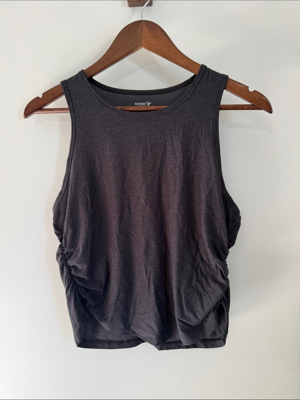 Old Navy Active Cloudmotion Dark Charcoal Ruched-Side Tank Top